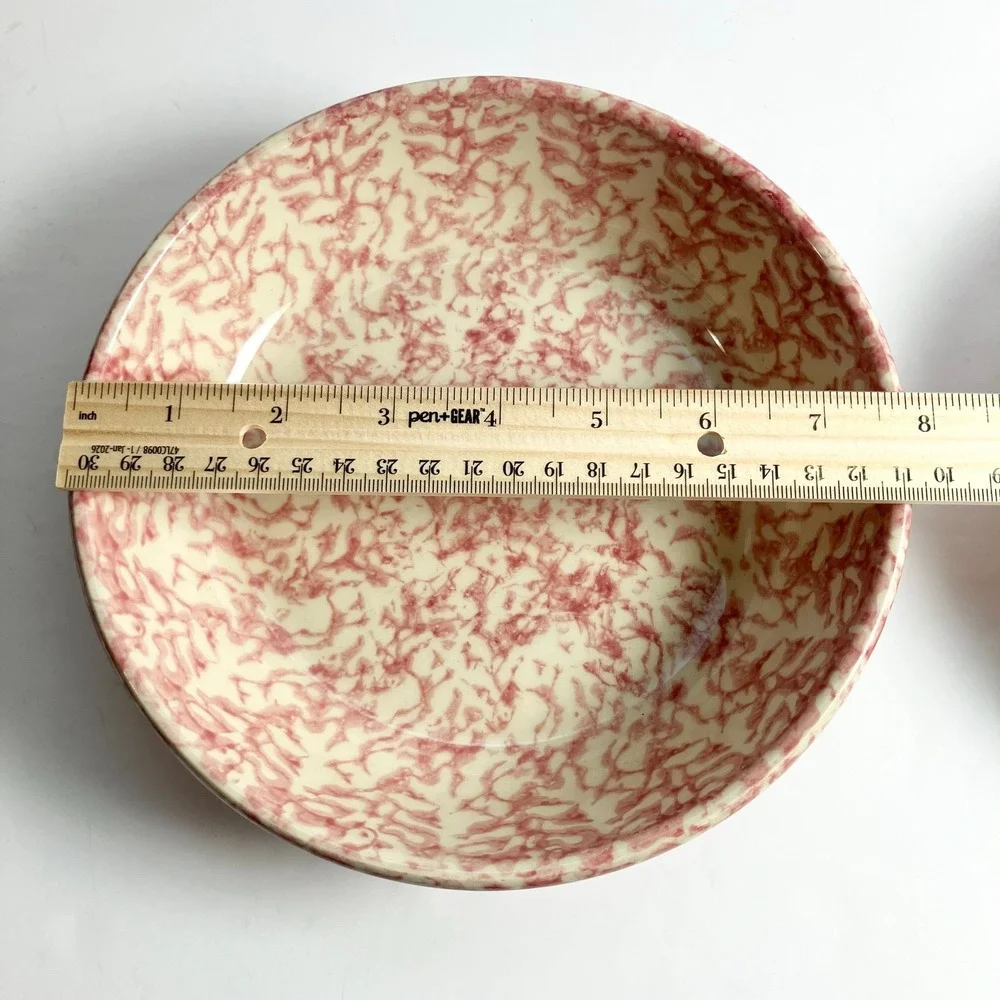 Set of 2 Pink Roseville Pottery Sponge Ware 8